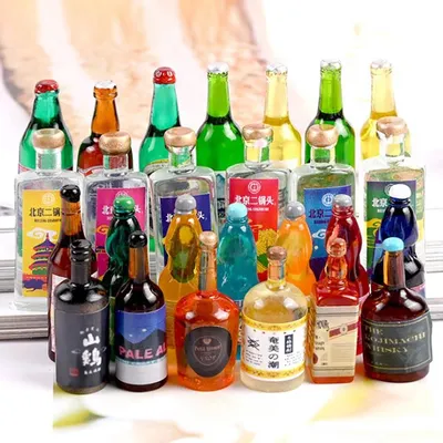 20Pcs 1:12 1:6 Dollhouse Miniature Drinks Drinking Bottles Model Dolls Kitchen Accessories