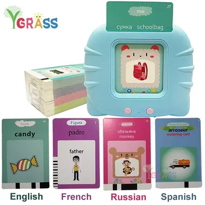 Educational Learning Talking Flash Cards for Kids, Audio Book, Gift, English Language, Russian,