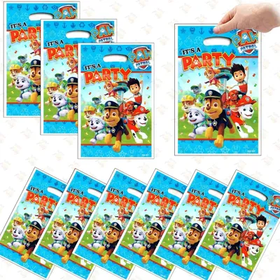 Cute Cartoon Baby Shower Party Favor Gift Bags Paw Patrol Candy Bag Handle Gift Bags Paw Dogs Themed