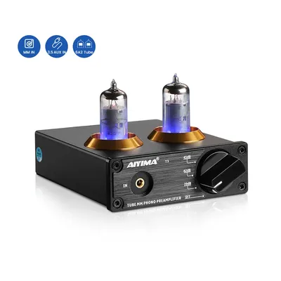 AIYIMA HiFi Vacuum 6A2 Tube MM Phono Turntable Preamplifier HiFi Stereo Phonograph Preamp Amplifier