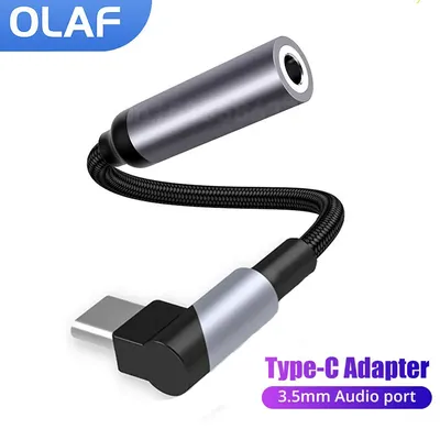 Elbow USB Type C To 3.5 Jack Earphone Adapter USB-C 3 5mm Audio Cable Converter For Samsung Galaxy