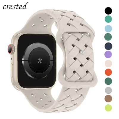 Sport Braided Silicone Strap For Apple Watch Band 44mm 40mm 45mm 49mm 46mm Breathable bracelet