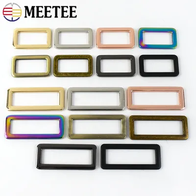 Meetee 10/30Pcs Rectangle Metal Ring Buckle Webbing Tape Clasps Backpack Belt Dog Collar Strap Clip