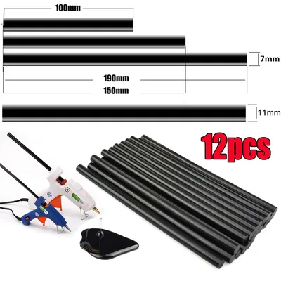 12Pcs Car Dent Glue Sticks 7mm/11mm Strong Adhesive Car Body Paint Repair Hot Melt Strip Black Auto