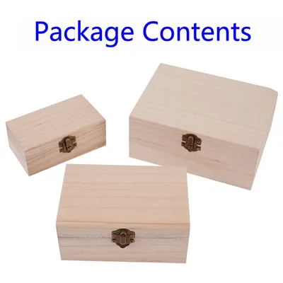 S/M/L Wooden Storage Box Plain Wood With Lid Multifunction Square Hinged Craft Gift Boxes For Home