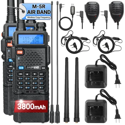 1/2PCS Baofeng M-5R Walkie Talkie Air Band 3800mAh Battery Wireless Copy Frequency Long Range AM