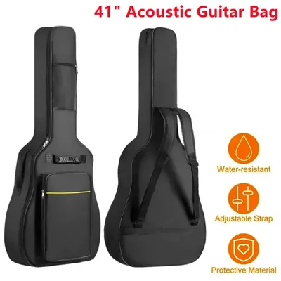 41Inch Guitar Bag Backpack Waterproof Bags Rip-stop Oxford Nylon Double Strap Padded Black Guitar