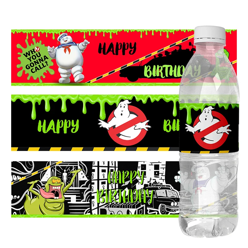 24pcs Ghost Busters Water Bottle Stickers Labels Kids Birthday Party Water Bottle Wrapper Baby Shower Ghost Busters Theme Party