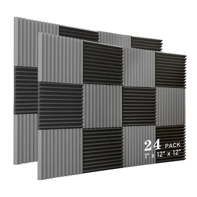 12/24Pcs 30x30x2.5cm Studio Acoustic Soundproof Sponge Sound-Absorbing Noise Protective Foam KTV
