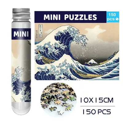 150PCS Mini Test Tube Jigsaw Puzzle The Great Wave Off Decompression Fidget Toys Famous Painting