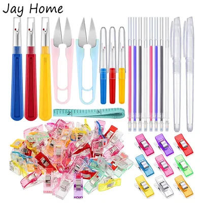 29PCS Hand Sewing Tools Set Quilting Sewing Clips & Seam Rippers & Heat Erasable Fabric Marking Pen