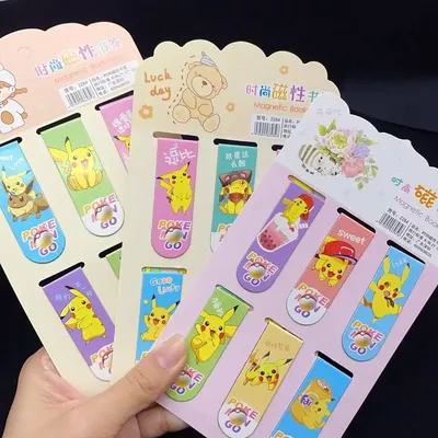 Pokemon Magnetic Bookmark Creative Cartoon Kawaii Pikachu Magnet Bookmark Anime Cute Learning