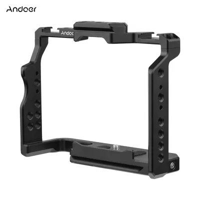 Andoer Camera Cage Video Cage with Dual Cold Shoe Mounts 1/4 Inch Threads for Sony A7IV/ A7III/