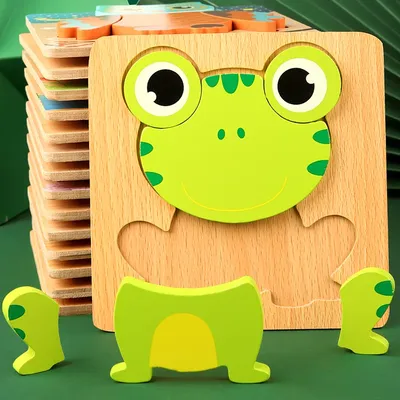 High Quality 3D Wooden Puzzle Baby Cartoon Animal Traffic Jigsaw Early Learning Cognition Game