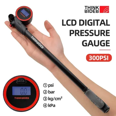 ThinkRider Portable High-pressure 300psi Bike Air Pump with Digital Gauge & Rear Suspension Shock