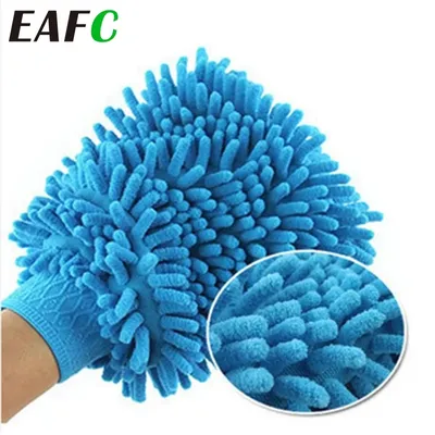 EAFC 1PCS Car Wash Chenille Microfiber Car Wash Glove Mitt Soft Mesh Backing Cleaning Tools Auto Acessories Car Detailing