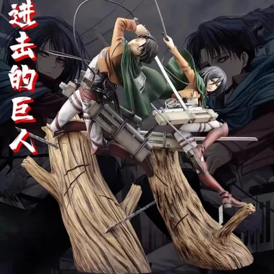 Attack On Titan Mikasa Ackerman Levi Figure Artfx J Ackerman Renewal Battle Damage Anime Model Toys Doll Christmas Gift Toy