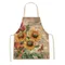 Women Men Retro Bird Flower Butterfly Printed Kitchen Aprons Household Cleaning Pinafore Baking Accessories Linen Cooking Apron