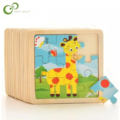 4PCS/lot 3D Wooden Jigsaw Puzzles for Children Kids Toys Cartoon Animal/Traffic Puzzles Baby