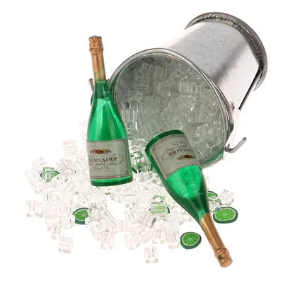 Mini Dollhouse Beer Bottle + Bucket + Ice Cube + Cups Play House Food Furniture Toy high qualityAccessories Scale 1:12