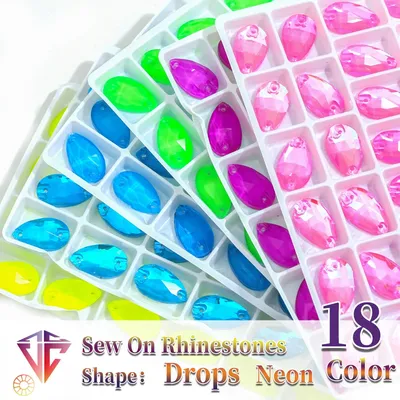 VC Neon Sew on Rhinestones стразы Strass DIY Glitter Sewing Accessories Crystals Diamond costura for