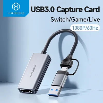 Hagibis USB 3.0 Video Capture Card HDMI-compatible to USB/Type-c Game Grabber Record ms2130 for