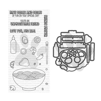 New 2023 Pho Real Food Noodle Clear Stamps Set Scrapbooking for Paper Making Metal Cutting Dies
