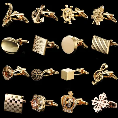Summer new high quality brass plated 18K Gold luxury gold Cufflinks classic style fashion men's