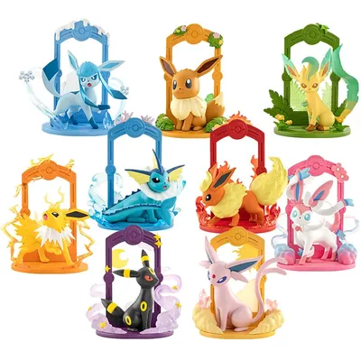 9pcs/Set Pokemon Eeveelution Figure Set Eevee Sylveon Espeon Glaceon Leafeon Box Anime Figure Toy