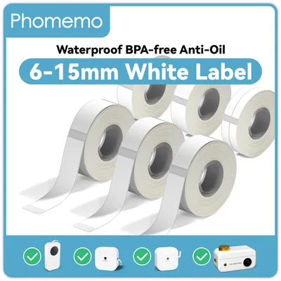 White Label Tape for Phomemo Q30 Printer Paper 3 rolls Label Sticker Paper Roll for Phomemo