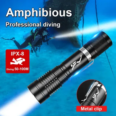 Super Bright Diving Flashlight Portable 100 Meters Diving Torches IPX8 waterproof Diving Lamp