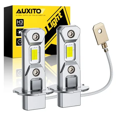AUXITO 2Pcs H3 LED Headlight Bulb Canbus No Fan High Beam 6500K White Yellow Car LED Fog Light