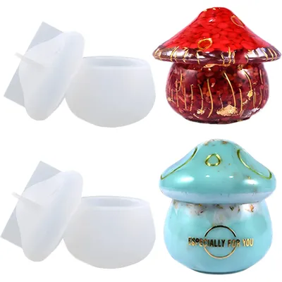 Mushroom Drip Jars Epoxy Resin Silicone Molds With Lid Casting DIY Jewelry Storage Boxes Display Candy Container Home Ornament