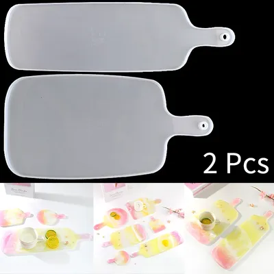 2 Pcs Handle Tray Set Molde Silicona Resina Cutting Board Molds Coaster DIY Epoxy Silicone Resin