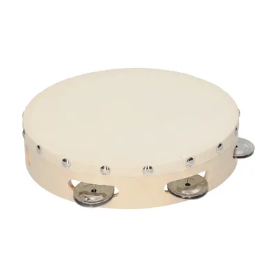 4/6/8 Inch Hand Tambourine with Single Row Jingles Sheepskin Drum Skin Wooden Tambourines