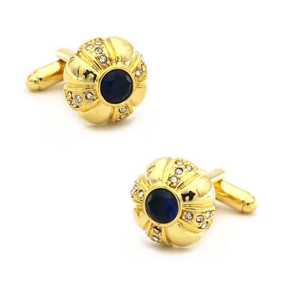 Crystal Design Stone Cufflinks For Men Quality Copper Material Golden Color Cuff Links Wholesale&retail