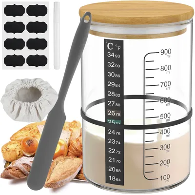Sourdough Fermentation Jar 900ml Sourdough Starter Container Clear Glass Jar Sourdough Baking