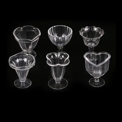 6Pcs 1:12 Dollhouse Mini Transparent DIY Pretend Play Kitchenware Toy Drink Cups Dish Tableware