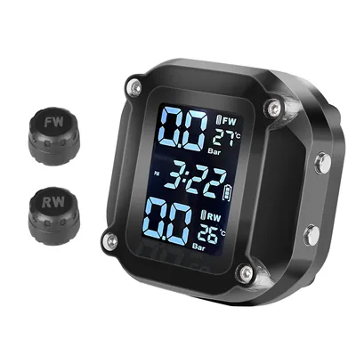 Wireless LCD Display Motorcycle TPMS Tyre Temperature Tester 2 Sensors Dirt Pit Bike Motor Tire