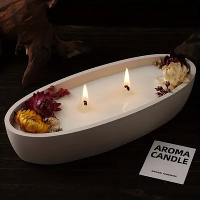 DIY Concrete Candle Boat Silicone Mold Elliptical Gypsum Storage Tray Candle Cup Silicone Mold