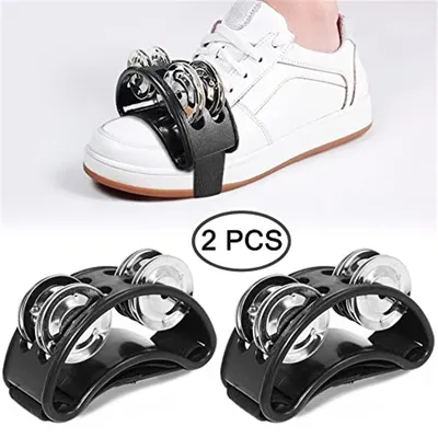 2PC Elliptical Drum Companion Hand Foot Jingle Drum Children Musical Educational Tambourine