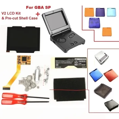 V2 IPS Screen LCD Kits for GBA SP Backlight LCD Screen 5 Levels Brightness V2 Screen For GBA SP