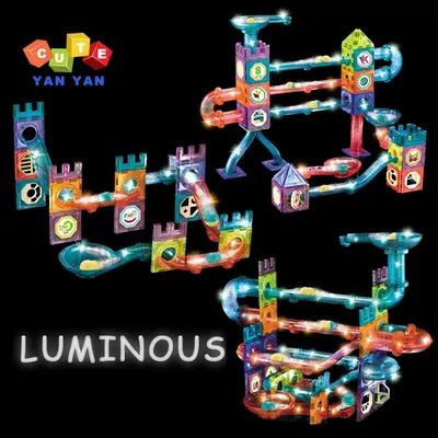 Luminous Mode Big Size Magnetic Sheet Building Blocks Run Ball Pipeline Slide Track Education DIY