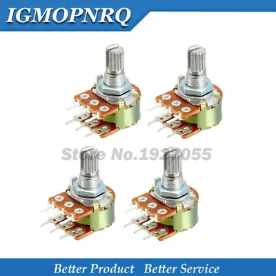 30pcs B1K B2K B5K B10K B20K B50K B100K B500K 6Pin Shaft WH148 Amplifier Dual Stereo Potentiometer 1K