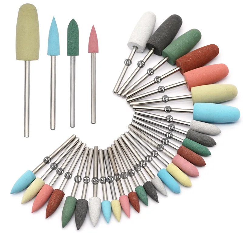Dental Silicone Rubber Polishers Burs Grinding Heads 2.35mm HP Shank Drill Rotary Dentist Tool Dental Lab Instrument