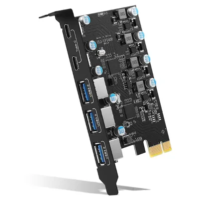 5Gbps USB 3.2 Gen1 USBC PCIE Card Hub USB 3.0 PCI Express Board PCI-E USB3.0 Adapter Multiplier USB3