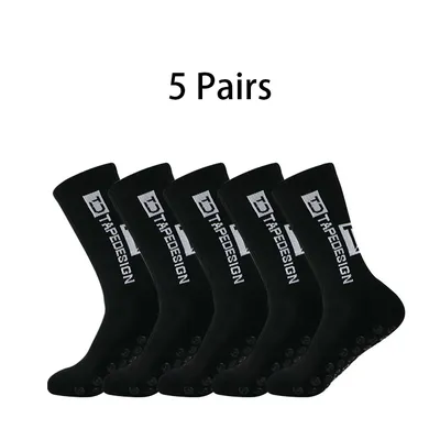 5 Pairs New Mid-barrel Football Socks Anti-slip Silicone Bottom Thickened Towel Cushioning Soccer