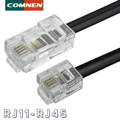 COMNEN RJ11 To RJ45 Adapter Data Cable Telephone Male to Male Modular Data Cord Handset Voice