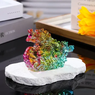Crystal Dragon Figurine Glass Lucky Chinese Zodiac Feng Shui Mythical Animal Miniatures Paperweight