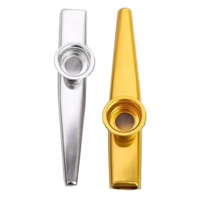 Metal Kazoo Flute Golden Silvery Beginners Mouthblowing Copper Tube Instrument Small Compact